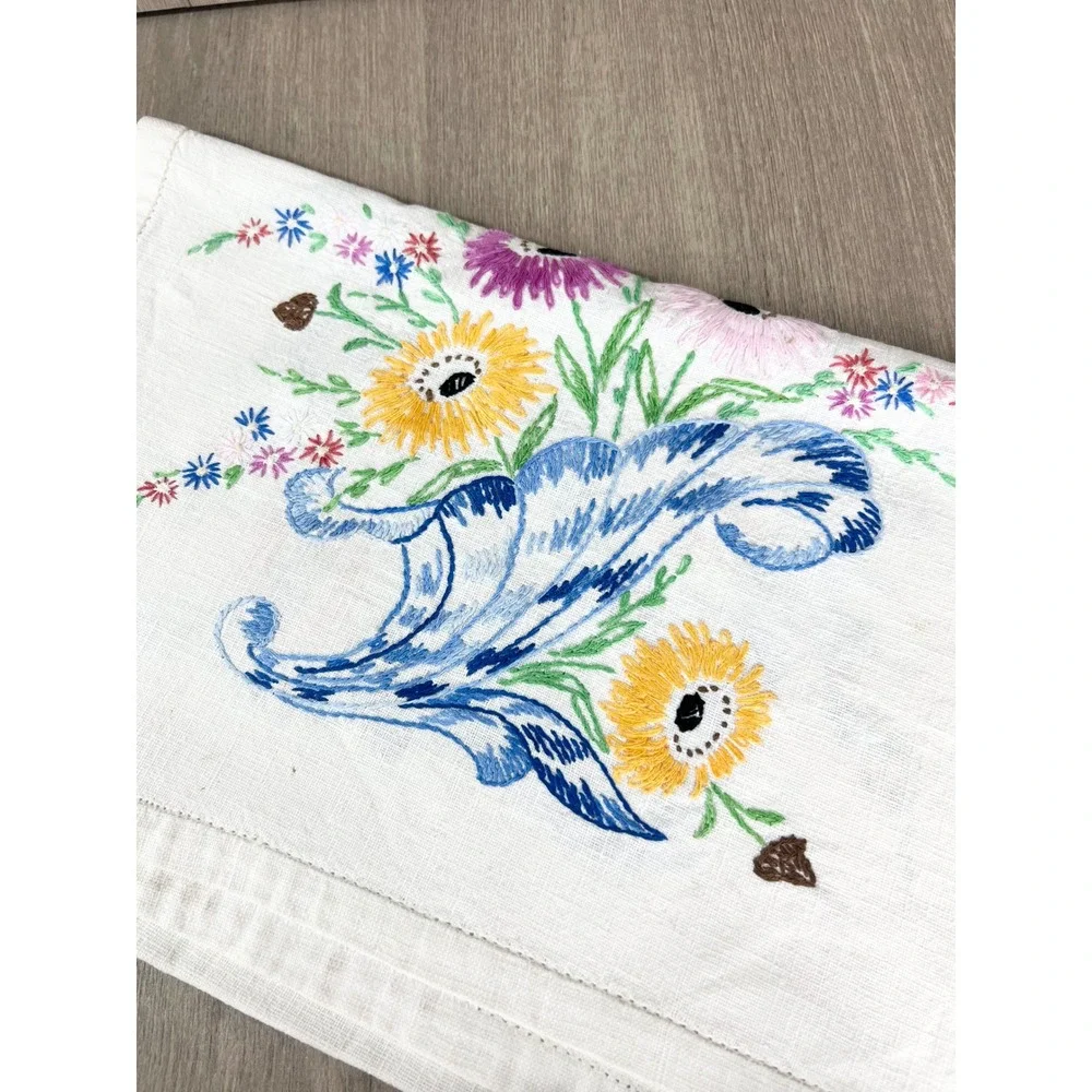 Lot of Vintage Embroidered Linens runners dresser scarf